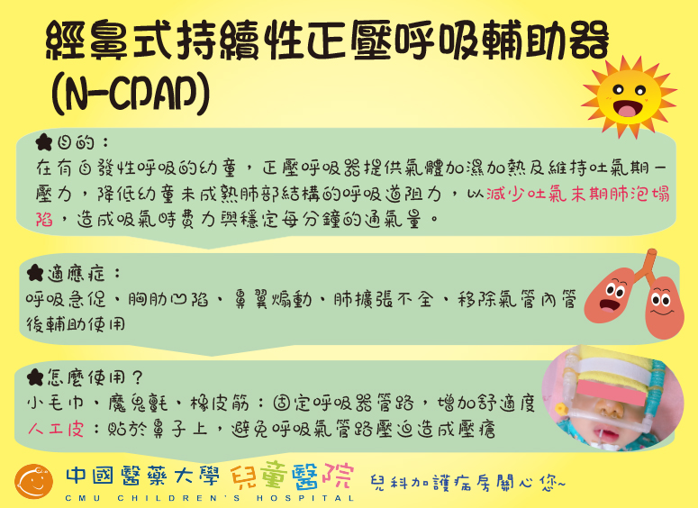 經鼻式持續性正壓呼吸輔助器 N Cpap 衛教海報 中國醫藥大學附設醫院