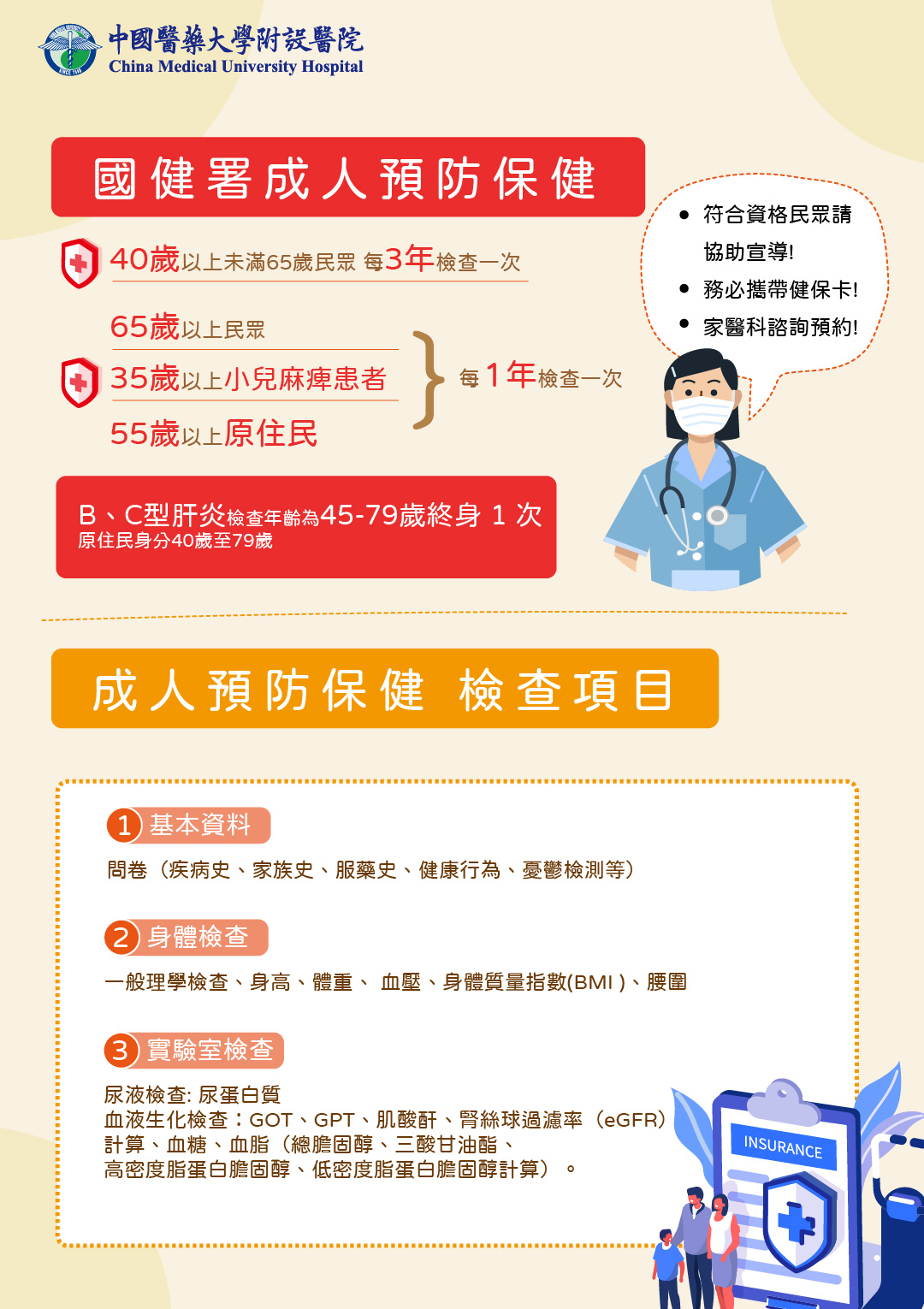 成人預防保健宣傳 最新消息 中國醫藥大學附設醫院