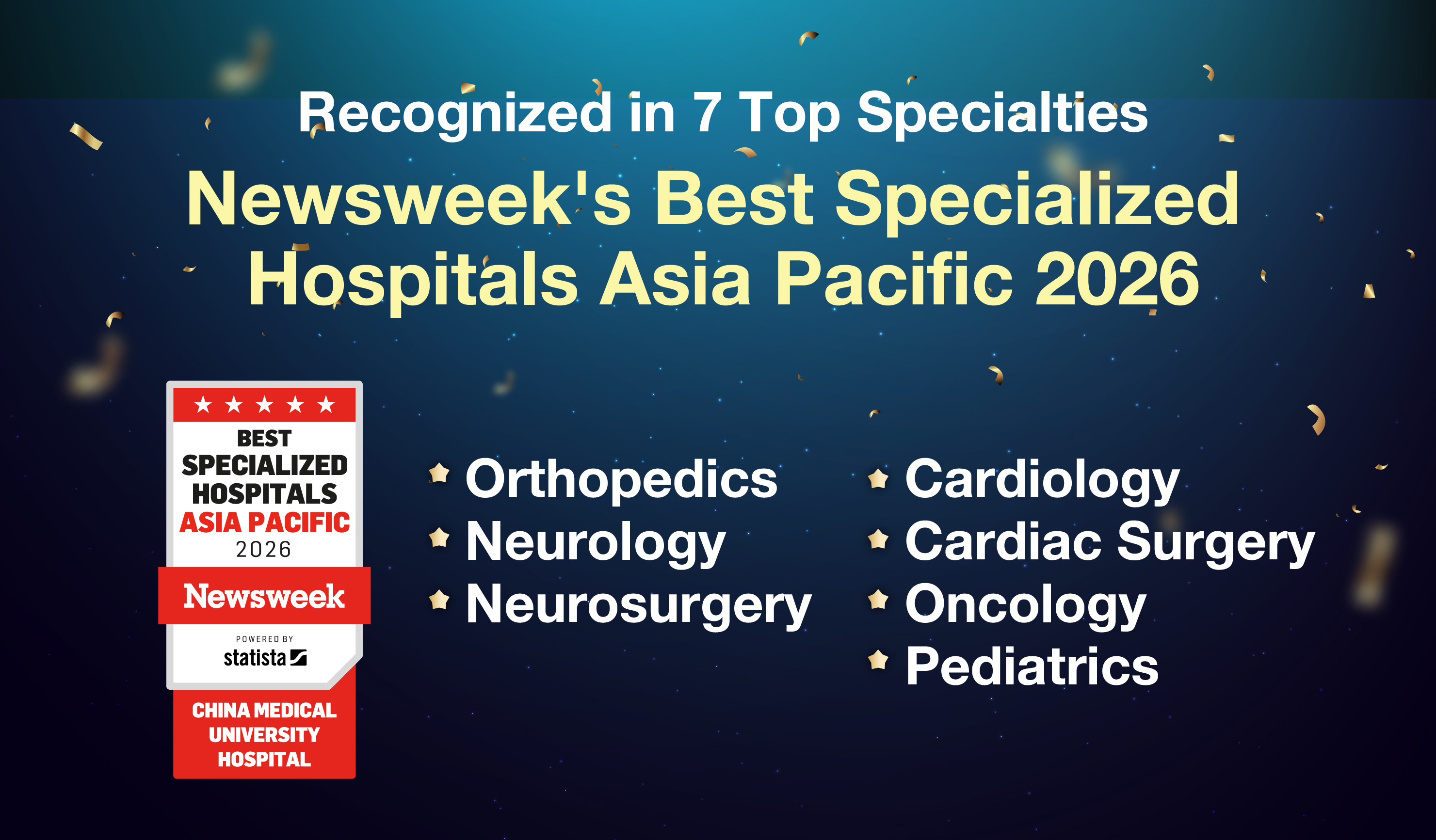 China Medical University Hospital Recognized in Newsweek’s Best Specialized Hospitals Asia-Pacific 2026 Across Seven Specialties