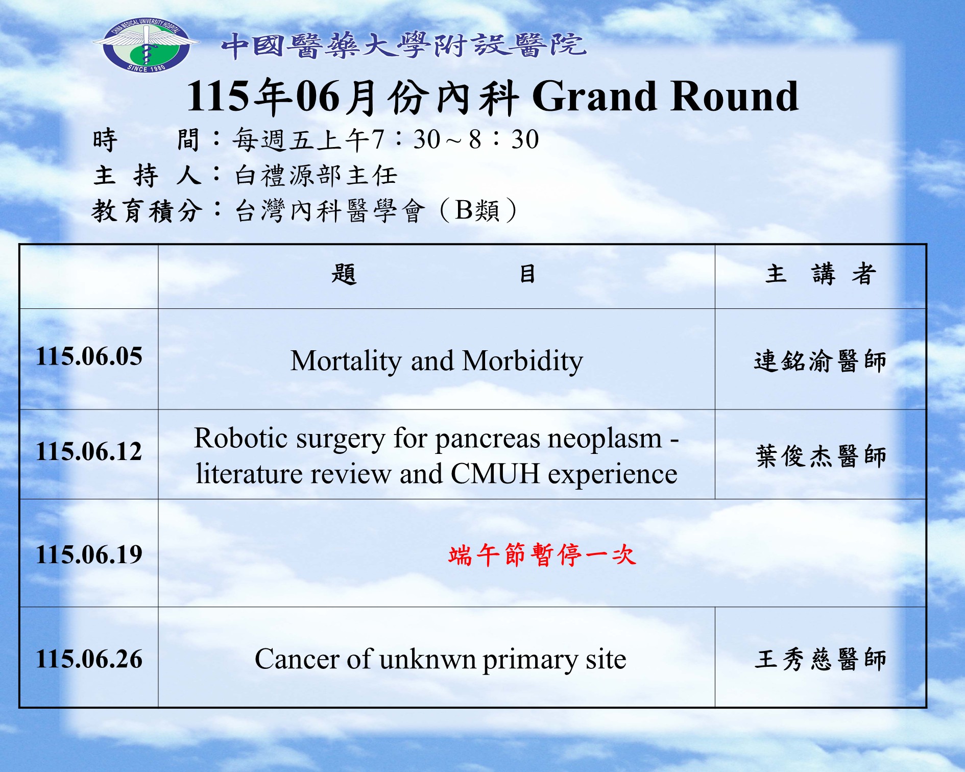 115年06月份內科 Grand Round